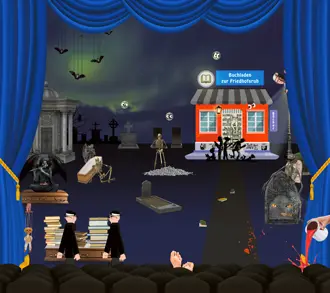 Collage: 'Buchladen zur Friedhofsruh'